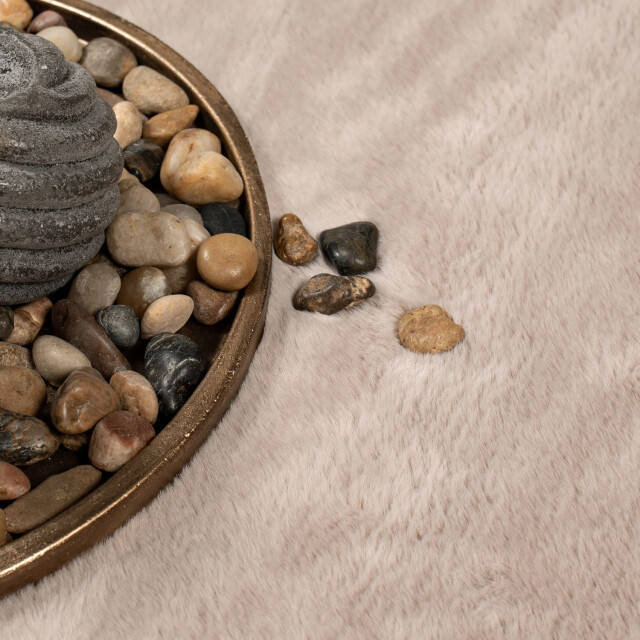 Muratap Outlet rond fluffy vloerkleed taupe- 120 cm rond 3246027 large