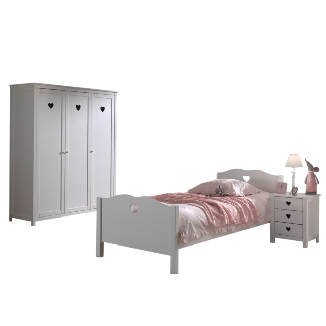 Lucevi amori bed + nachtkastje + 3 deurs kleerkast - 90x200 cm 3012484 large