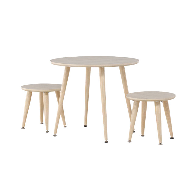 Nest living Runar ronde houten kindertafel met krukjes whitewash – set van 3 3033386 large