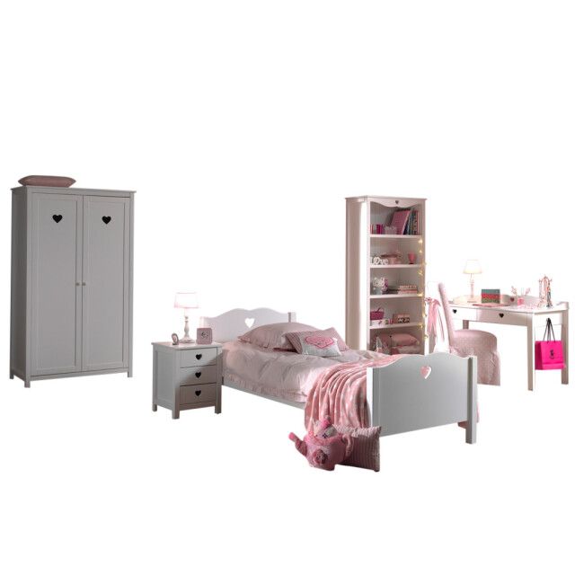 Lucevi amori bed + nachtkastje + 2 deurs kleerkast + bureau + boekenkast - 3012481 large