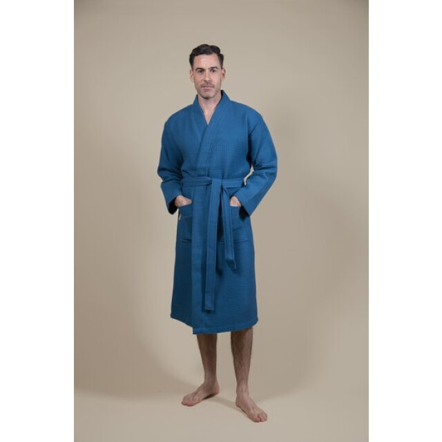 CozyLion Sauna badjas wafelstof dames & heren azur blauw | CL-AZR-555 large