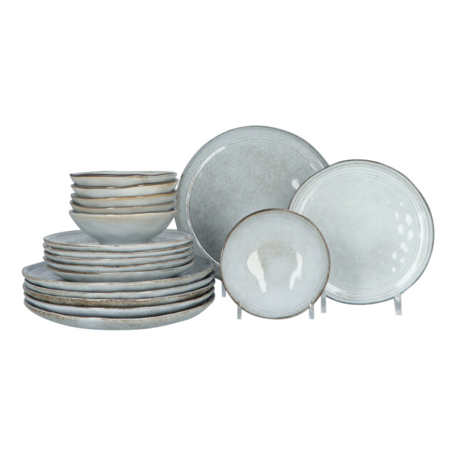 Secret de Gourmet Serviesset flower grey 6 persoons aardewerk servies 18-delig - 3047566 large