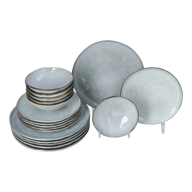 Secret de Gourmet Serviesset flower grey 6 persoons aardewerk servies 18-delig - 3047566 large