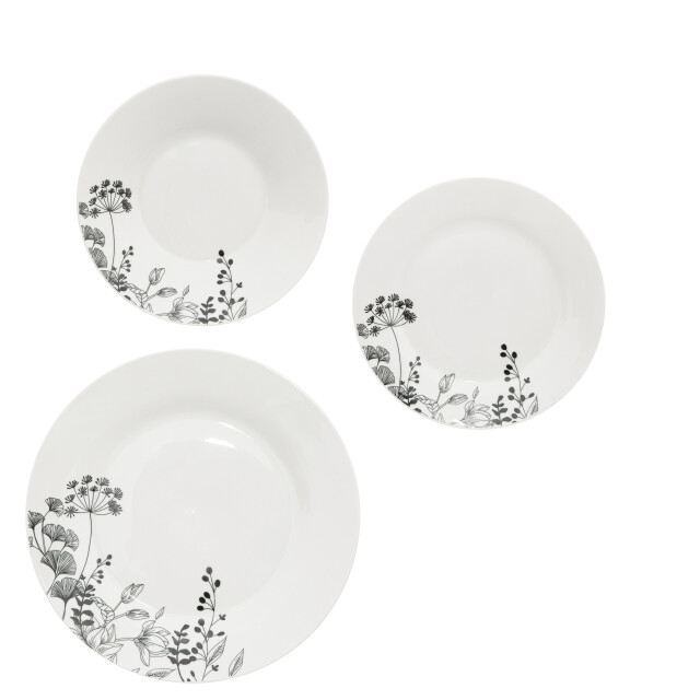 Secret de Gourmet Porseleinen serviesset wild flower 6-persoons 18-delig wit/ 3047539 large