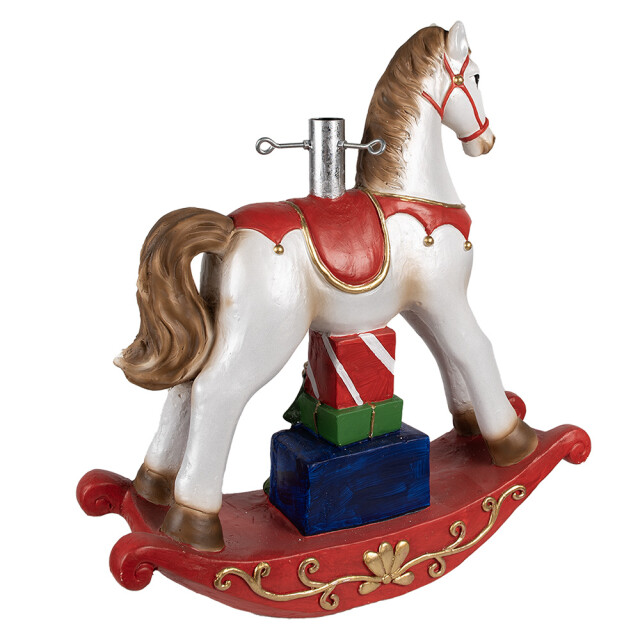 Clayre & Eef Kerstboom standaard hobbelpaard 69x19x64 cm rood kunststof 3033573 large