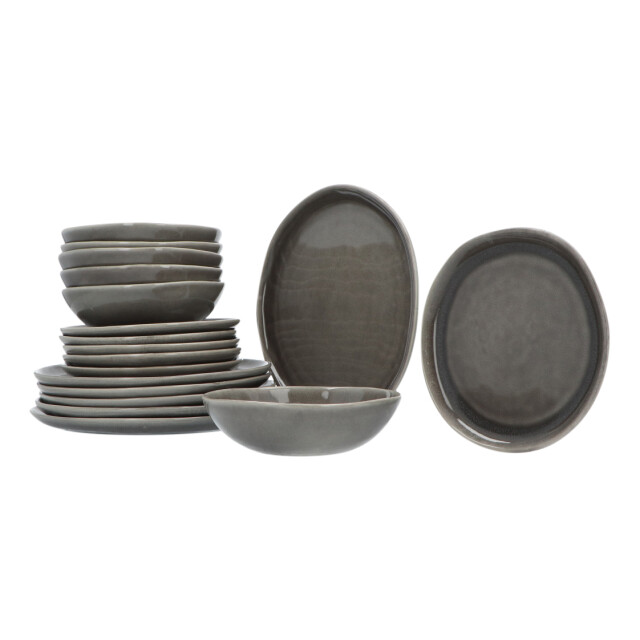 Home Deco Factory 6-persoons serviesset black forest stoneware 18 delig servies - 3047544 large