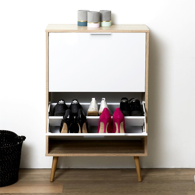 Home Deco Factory Schoenenkast 2 kiepvakken schoenen klepkast voor 12 paar /bruin 3047905 large