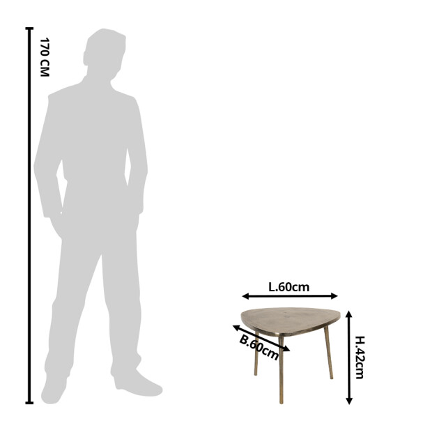 Clayre & Eef Salontafel 60x60x42 cm aluminium driehoek bijzettafel 1202793 large