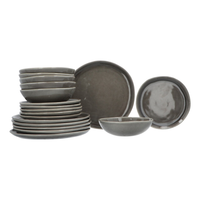 Home Deco Factory 6-persoons serviesset black forest stoneware 18 delig servies - 3047544 large