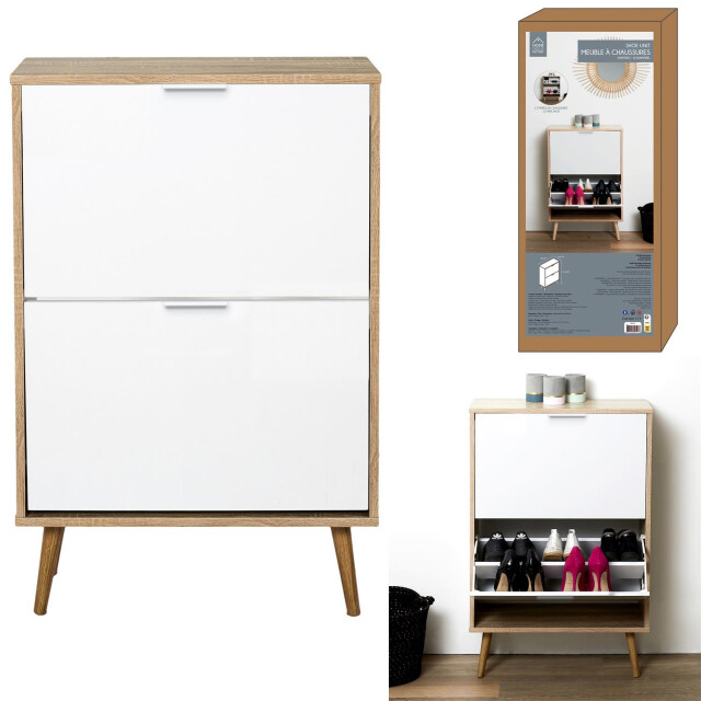 Home Deco Factory Schoenenkast 2 kiepvakken schoenen klepkast voor 12 paar /bruin 3047905 large