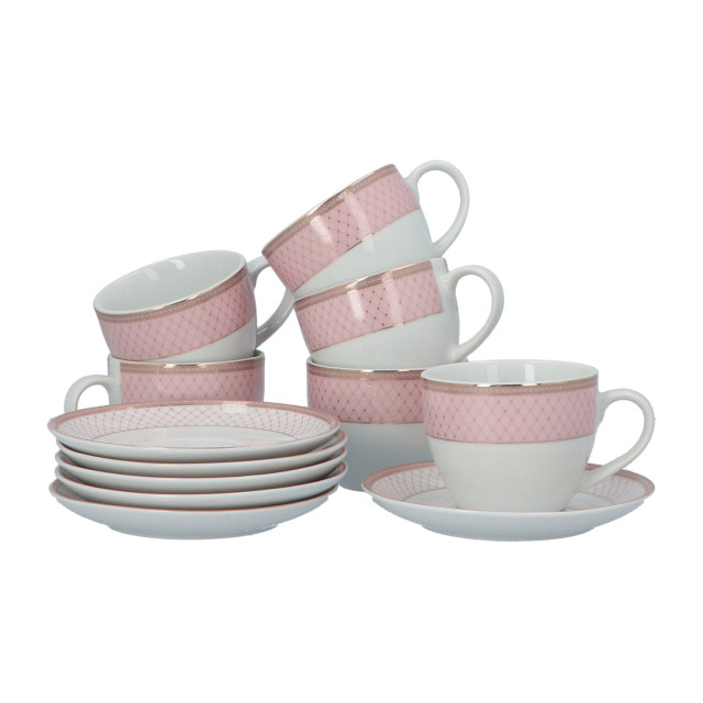 4goodz Servies-set leana 6-persoons 30 delig wit porselein met roze en 3031279 large