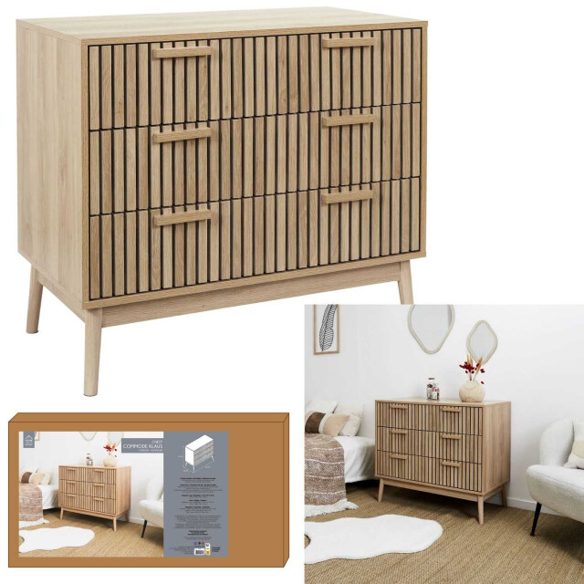Home Deco Factory Ladekast klaus met panelen voorzijde buffetkast 90x49x79 cm - 3056986 large