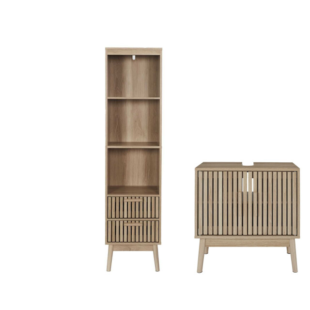 Home Deco Factory Badkamermeubel klaus set wastafelonderkast + kolomkast hoog 3049004 large