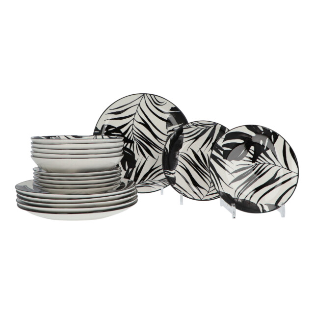 Secret de Gourmet Porseleinen serviesset palm zwart 6 persoons 18-delig 3047534 large