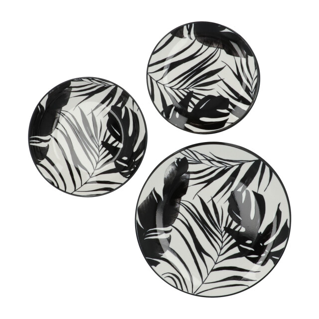 Secret de Gourmet Porseleinen serviesset palm zwart 6 persoons 18-delig 3047534 large