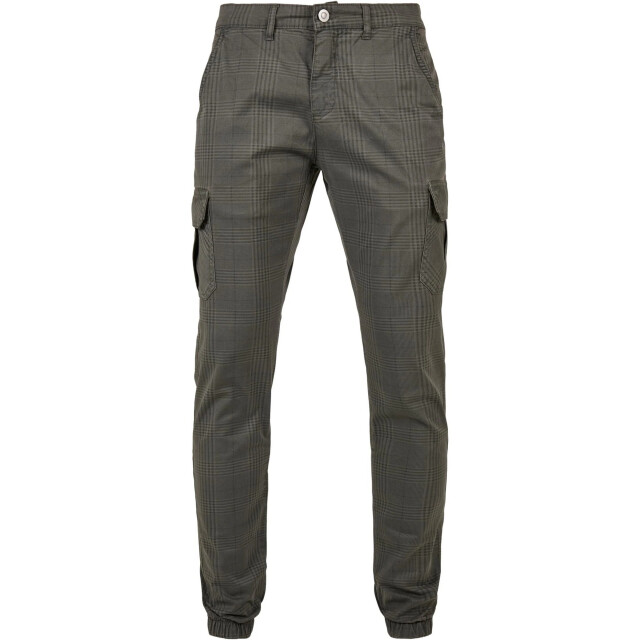 Urban Classics Heren glencheck cargo joggingbroek met all-over print UTTN831_darkgrey large