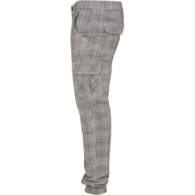 Urban Classics Heren glencheck cargo joggingbroek met all-over print UTTN831_whiteblack large