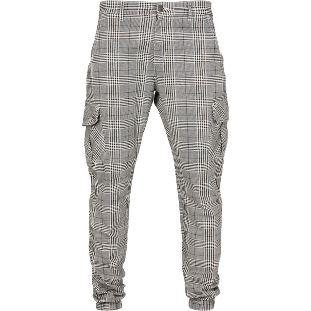 Urban Classics Heren glencheck cargo joggingbroek met all-over print UTTN831_whiteblack large