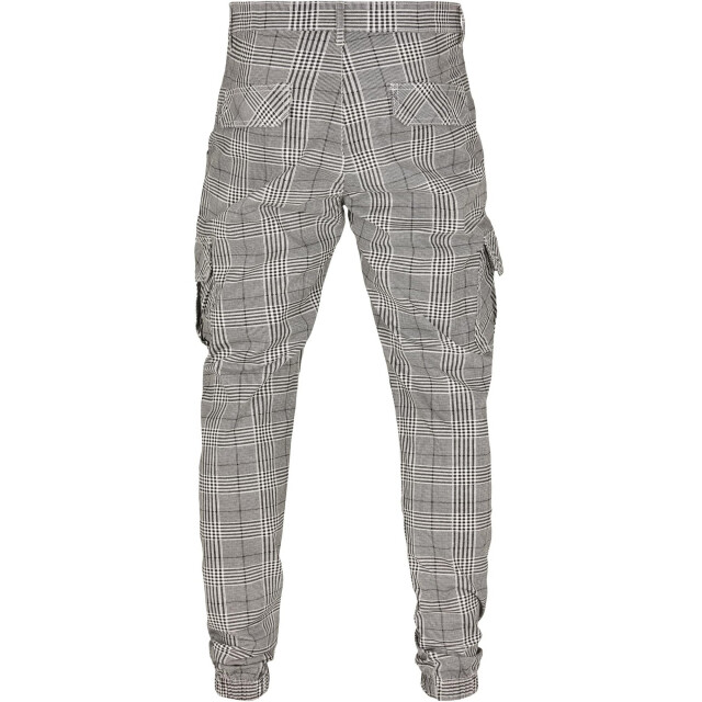 Urban Classics Heren glencheck cargo joggingbroek met all-over print UTTN831_whiteblack large