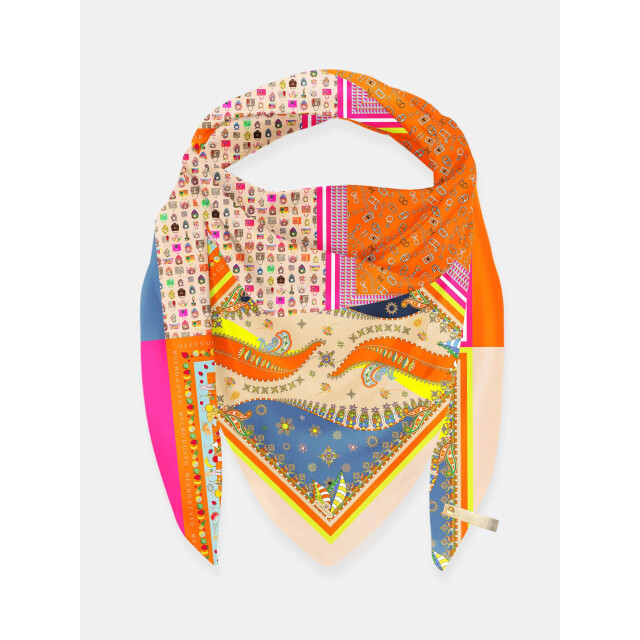 Mucho Gusto ® sjaal st. tropez oranje ketting fruit patchwork MUCHO GUSTO® Sjaal St. Tropez Oranje Ketting Fruit Patchwork large
