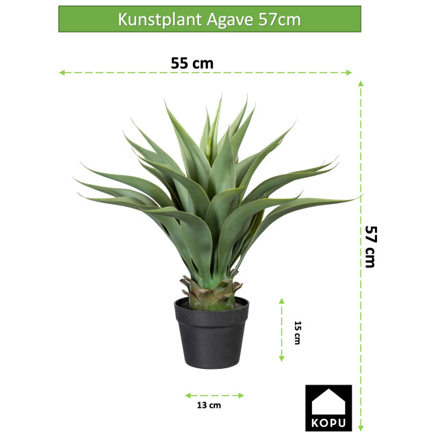 Kopu ® kunstplant agave 57 cm in zwarte pot 25 bladeren nepplant 2612743 large