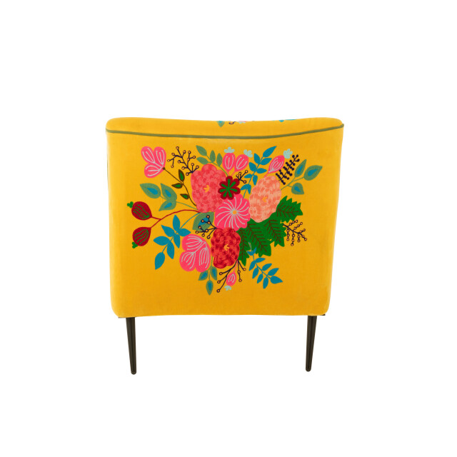 J-Line fauteuil bloemen geborduurd velours 64x75x84cm 3002067 large