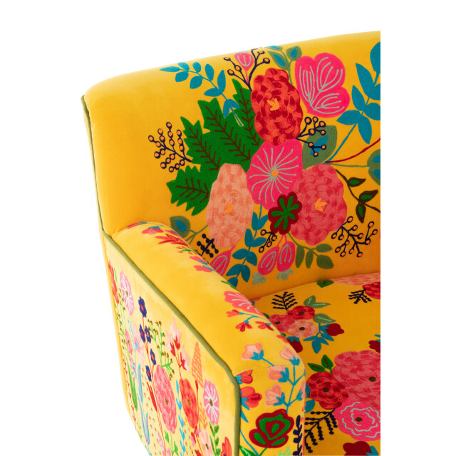 J-Line fauteuil bloemen geborduurd velours 64x75x84cm 3002067 large