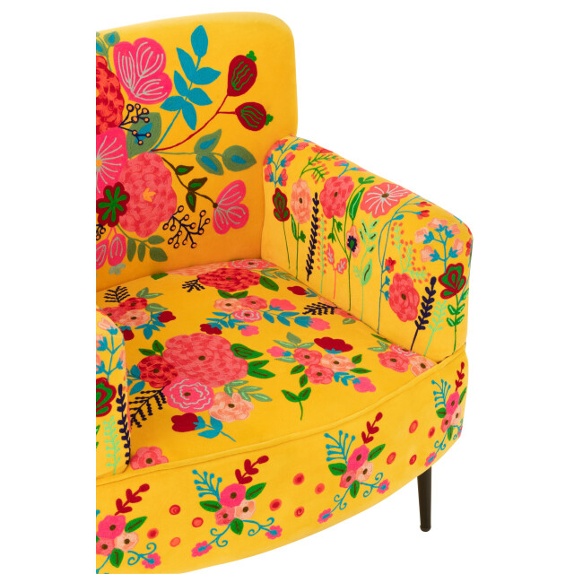 J-Line fauteuil bloemen geborduurd velours 64x75x84cm 3002067 large