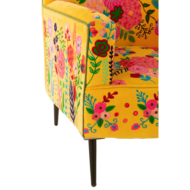 J-Line fauteuil bloemen geborduurd velours 64x75x84cm 3002067 large