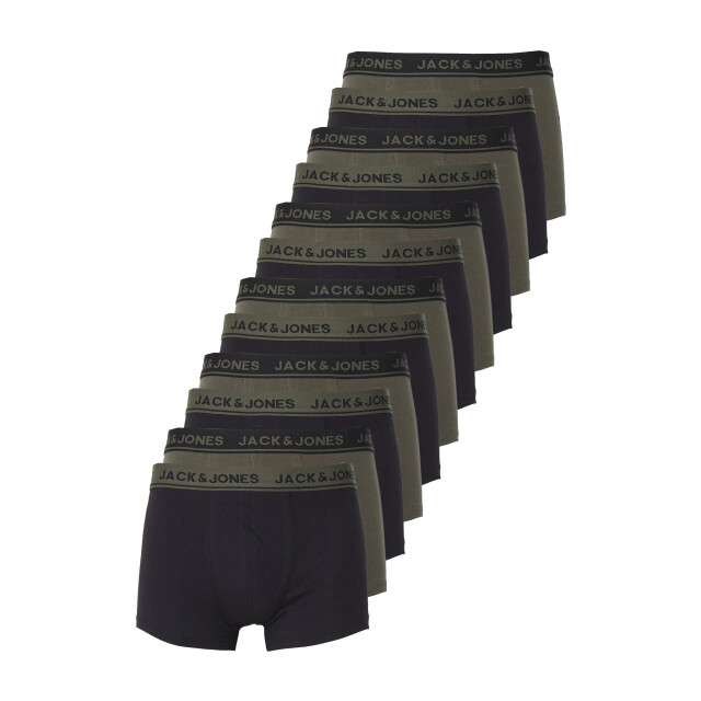 Jack & Jones Heren boxershorts trunks jacsolid 12-pack groen/zwart 12189935-Groen/Zwart large