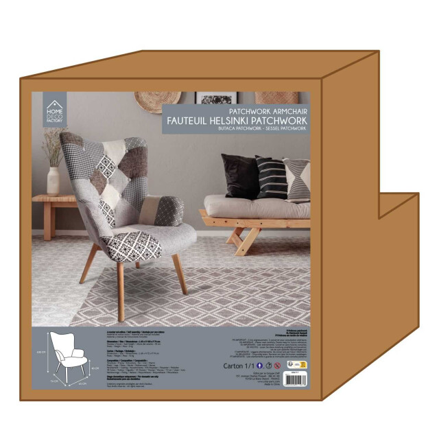 Home Deco Factory Comfortabel patchwork fauteuil met armleuning helsinki 3049011 large