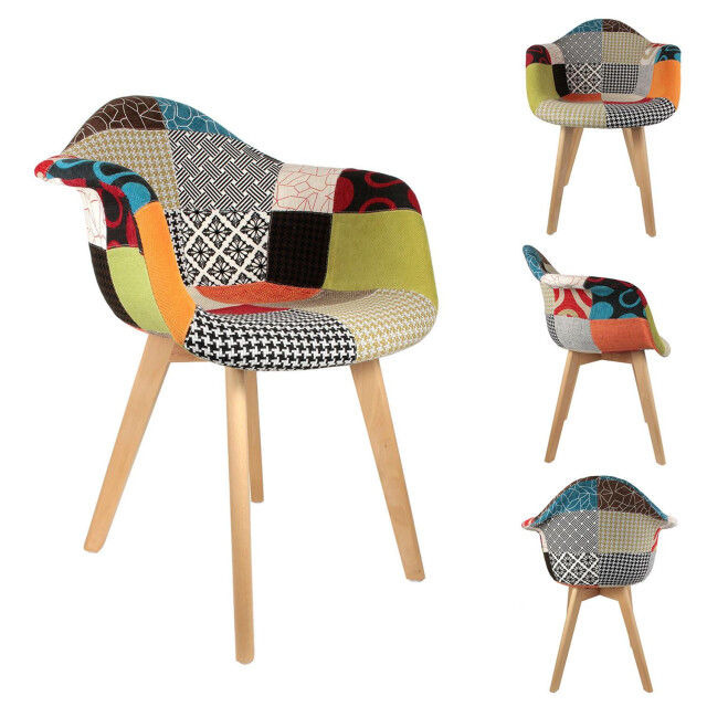 4goodz Lund patchwork eetkamerstoelen set van 2 stuks armleuning - 3079795 large