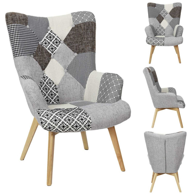 Home Deco Factory Comfortabel patchwork fauteuil met armleuning helsinki 3049011 large