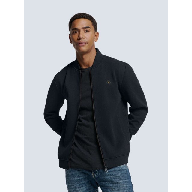 No Excess Sweater full zipper pique bomber black N1006-020 large