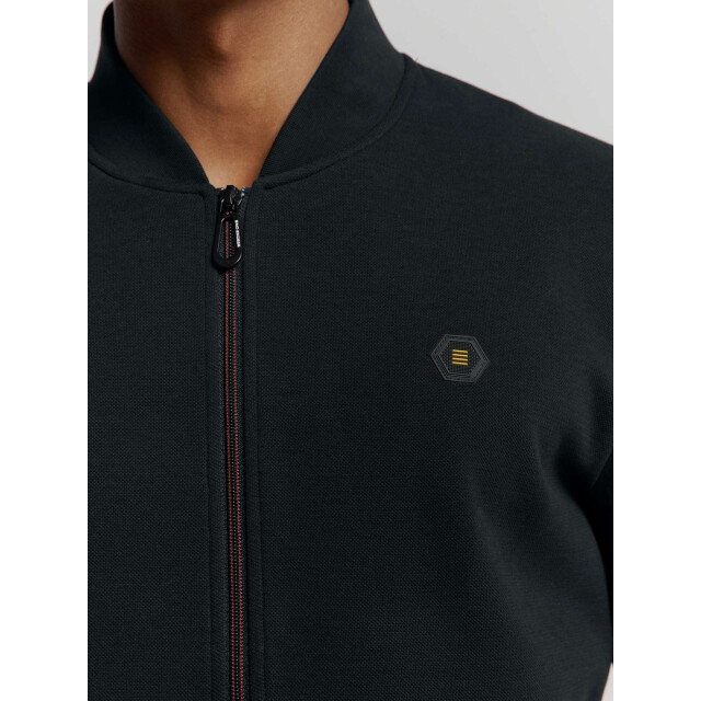 No Excess Sweater full zipper pique bomber black N1006-020 large