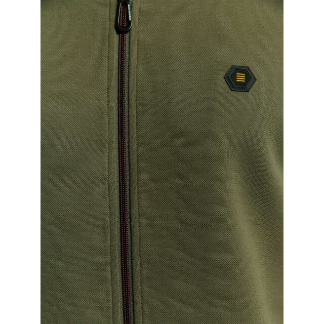 No Excess Sweater full zipper pique bomber dark moss N1006-186 large
