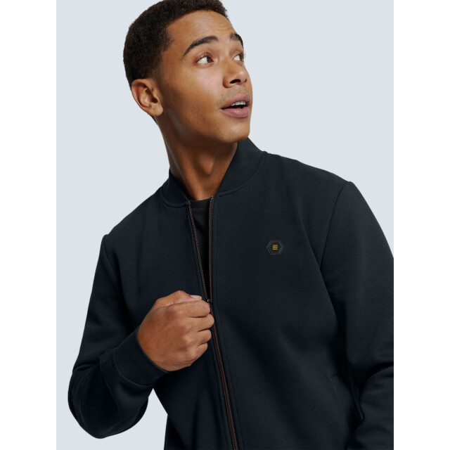 No Excess Sweater full zipper pique bomber black N1006-020 large