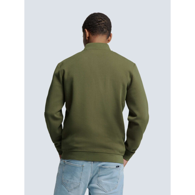 No Excess Sweater full zipper pique bomber dark moss N1006-186 large
