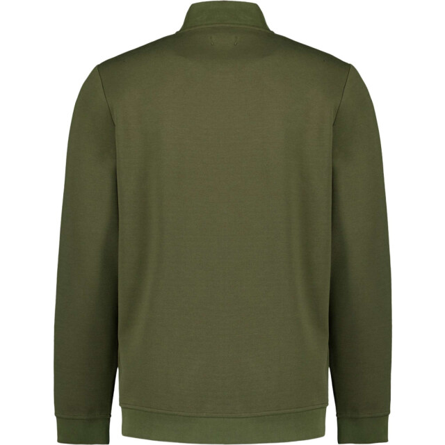 No Excess Sweater full zipper pique bomber dark moss N1006-186 large