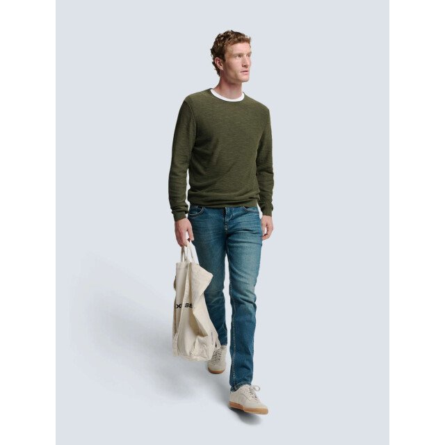 No Excess Pullover crewneck garment dyed + st dark moss N2101-186 large