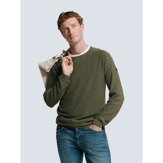 No Excess Pullover crewneck garment dyed + st dark moss N2101-186 large