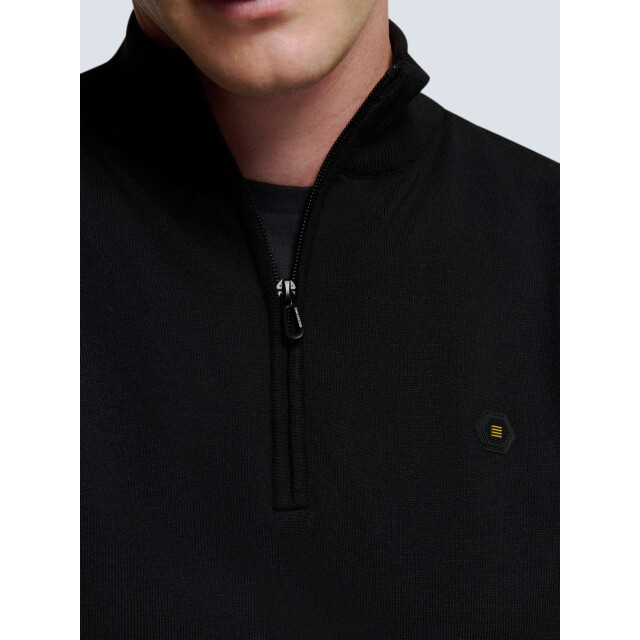 No Excess Pullover half zip 2 coloured melang black N2185-020 large