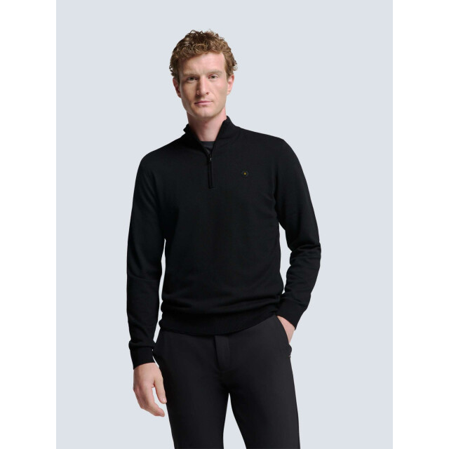 No Excess Pullover half zip 2 coloured melang black N2185-020 large