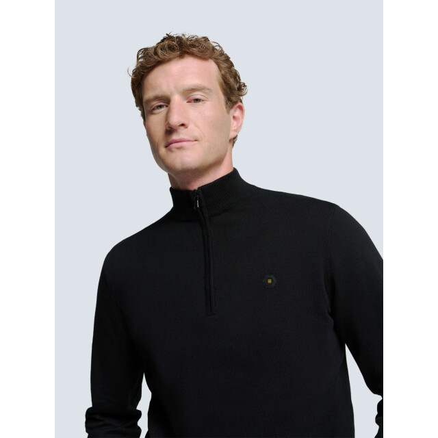 No Excess Pullover half zip 2 coloured melang black N2185-020 large