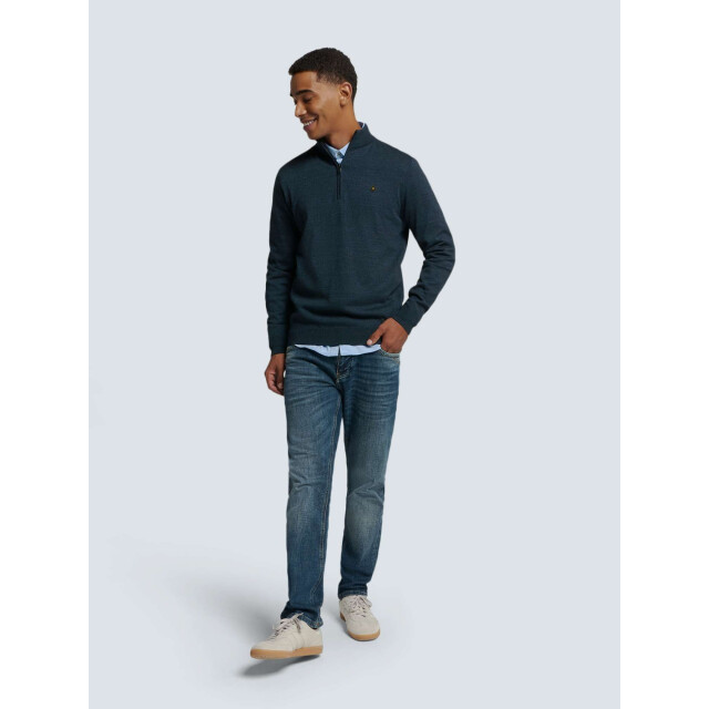 No Excess Pullover half zip 2 coloured melang navy N2185-037 large