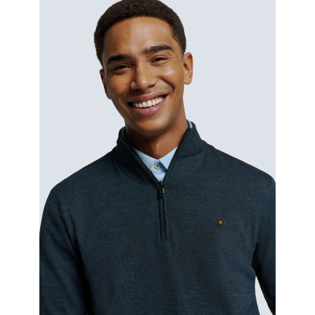 No Excess Pullover half zip 2 coloured melang navy N2185-037 large