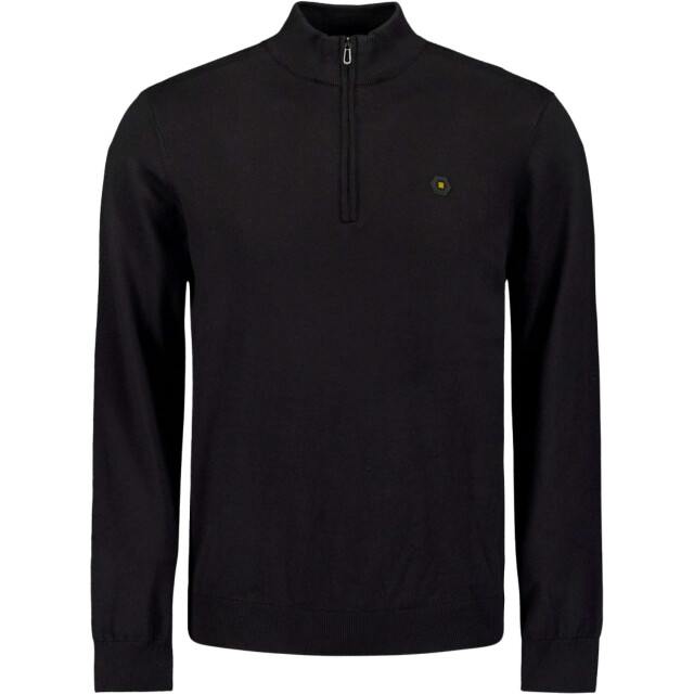No Excess Pullover half zip 2 coloured melang black N2185-020 large