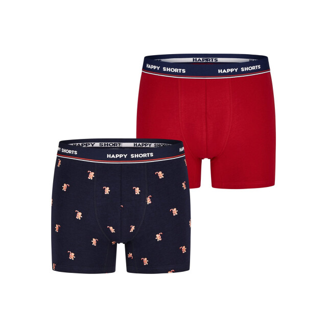 Happy Shorts Kinder boxershorts jongens kerst print 2-pack gingerbread men HS-K-1073 large