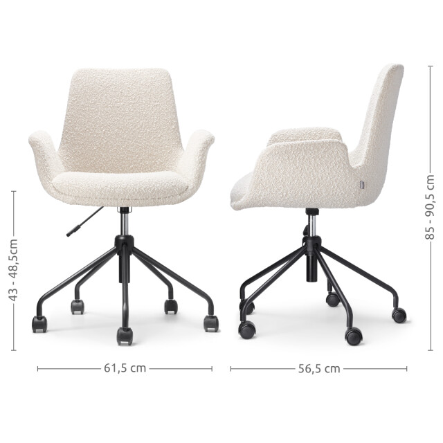 Nolon Nout-eef bureaustoel bouclé zwart onderstel 2794715 large