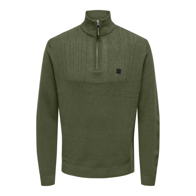 Only & Sons Onsrhett reg 7 half zip knit cs olijf 5219.22.0036 large